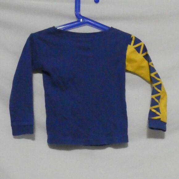 BABY GAP - size 2T | Blue Long Sleeve Shirt | Excavator Print Front and Sleeve - Picture 2 of 14